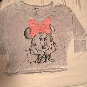 Sparkly Minnie Mouse 3/4 length sleeve tissue tee